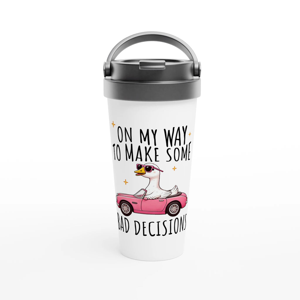 On My Way To Make Some Bad Decisions - White 15oz Stainless Steel Travel Mug Default Title Travel Mug animal Globally Fulfilled