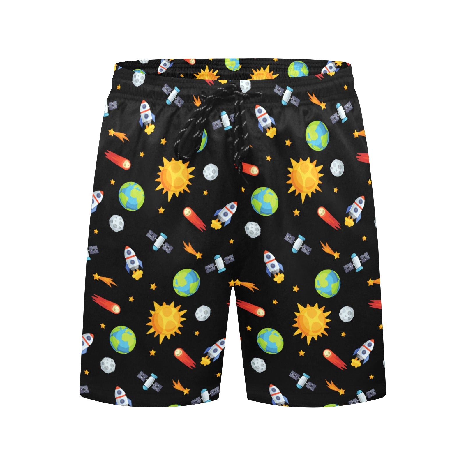 Busy Space - Men's Mid-Length Beach Shorts Men's Mid-Length Beach Shorts Printed Offshore Space