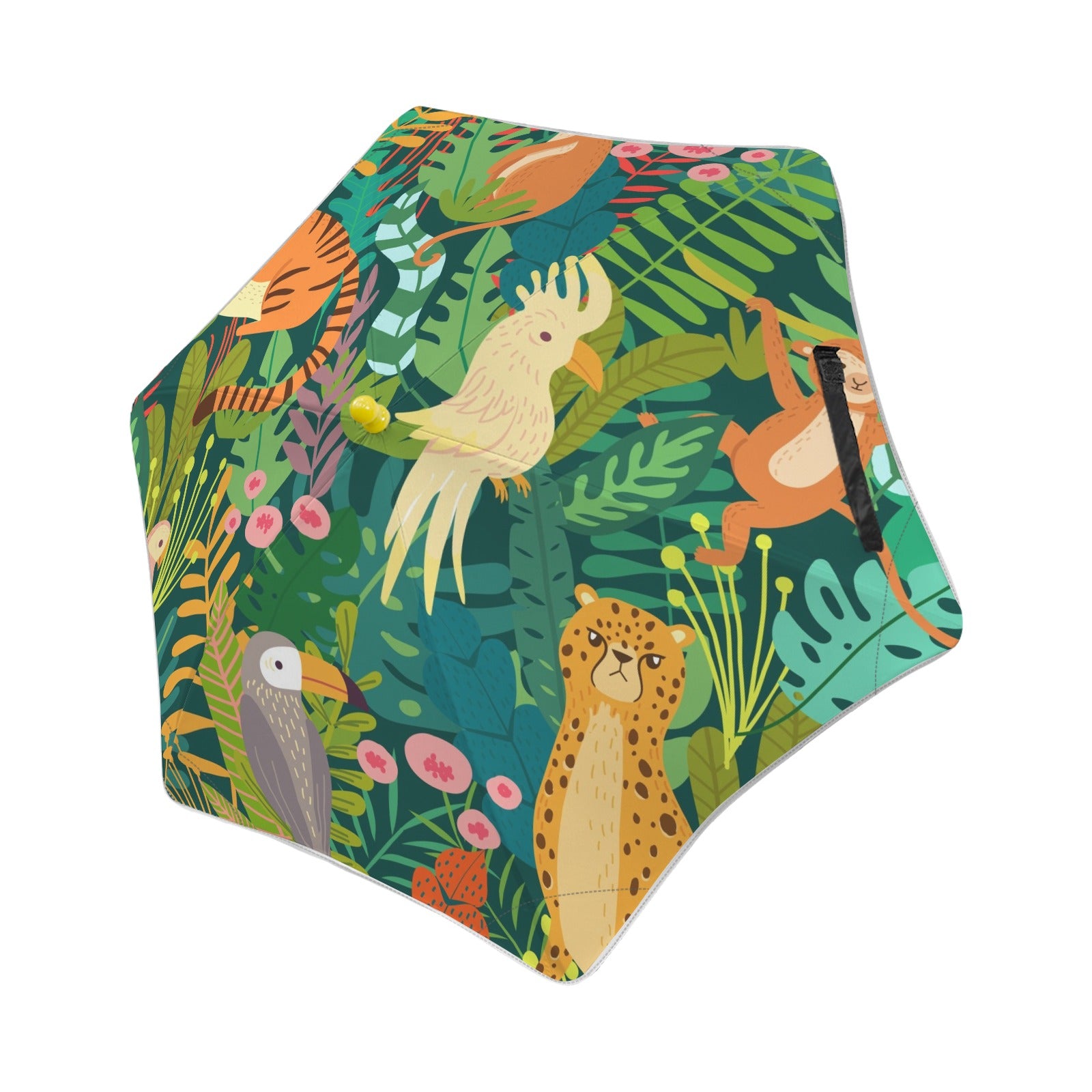 Tropical Jungle Animals Kids Safe Round Corner Umbrella One Size Kids Safe Round Corner Umbrella animal Printed Offshore