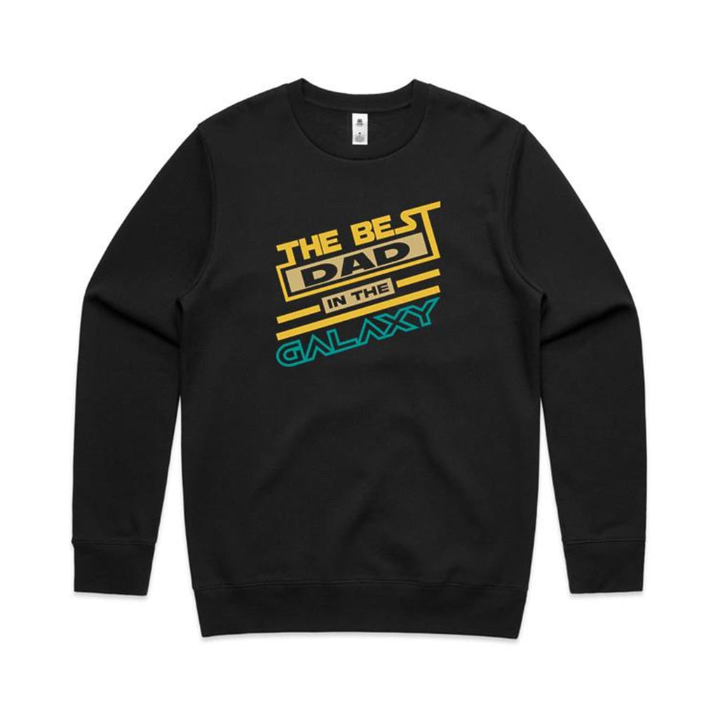 The Best Dad In The Galaxy - AS Colour Stencil Crew Black Sweatshirt Dad Printed In Australia