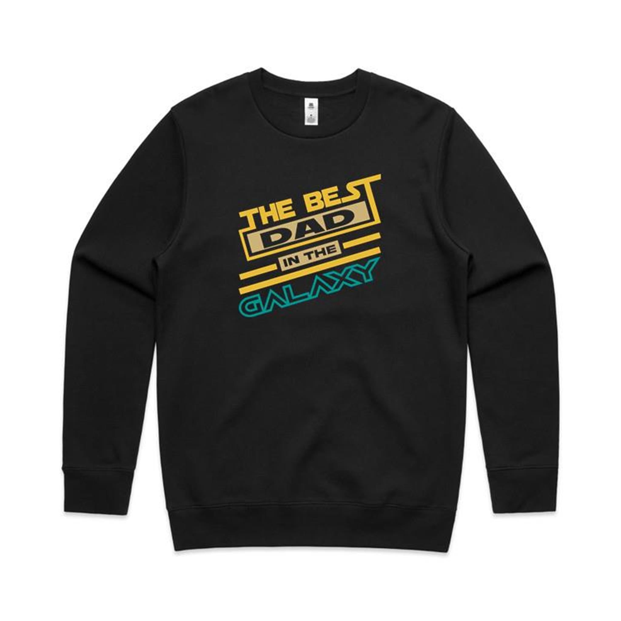 The Best Dad In The Galaxy - AS Colour Stencil Crew Black Sweatshirt Dad Printed In Australia