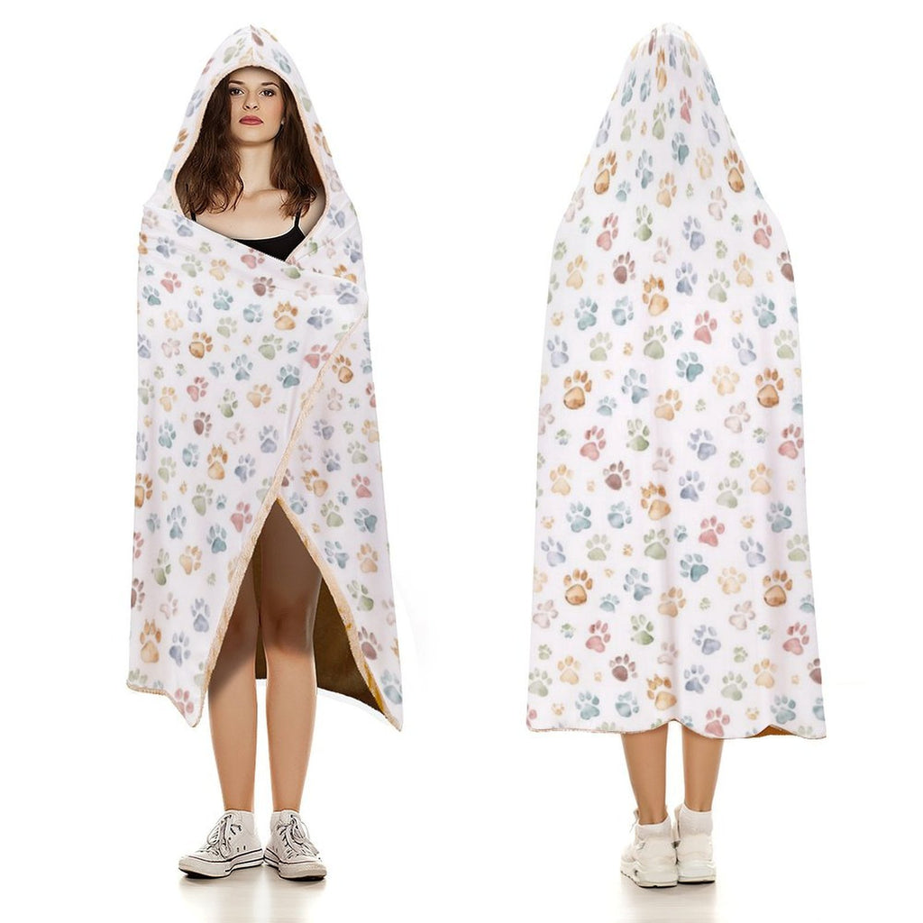 Paw Prints Kids Hooded Blanket 100cm x 130cm