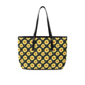 Painted Sunflower PU Leather Tote Bag Large One Size Leather Tote Bag-Large Plants Printed Offshore