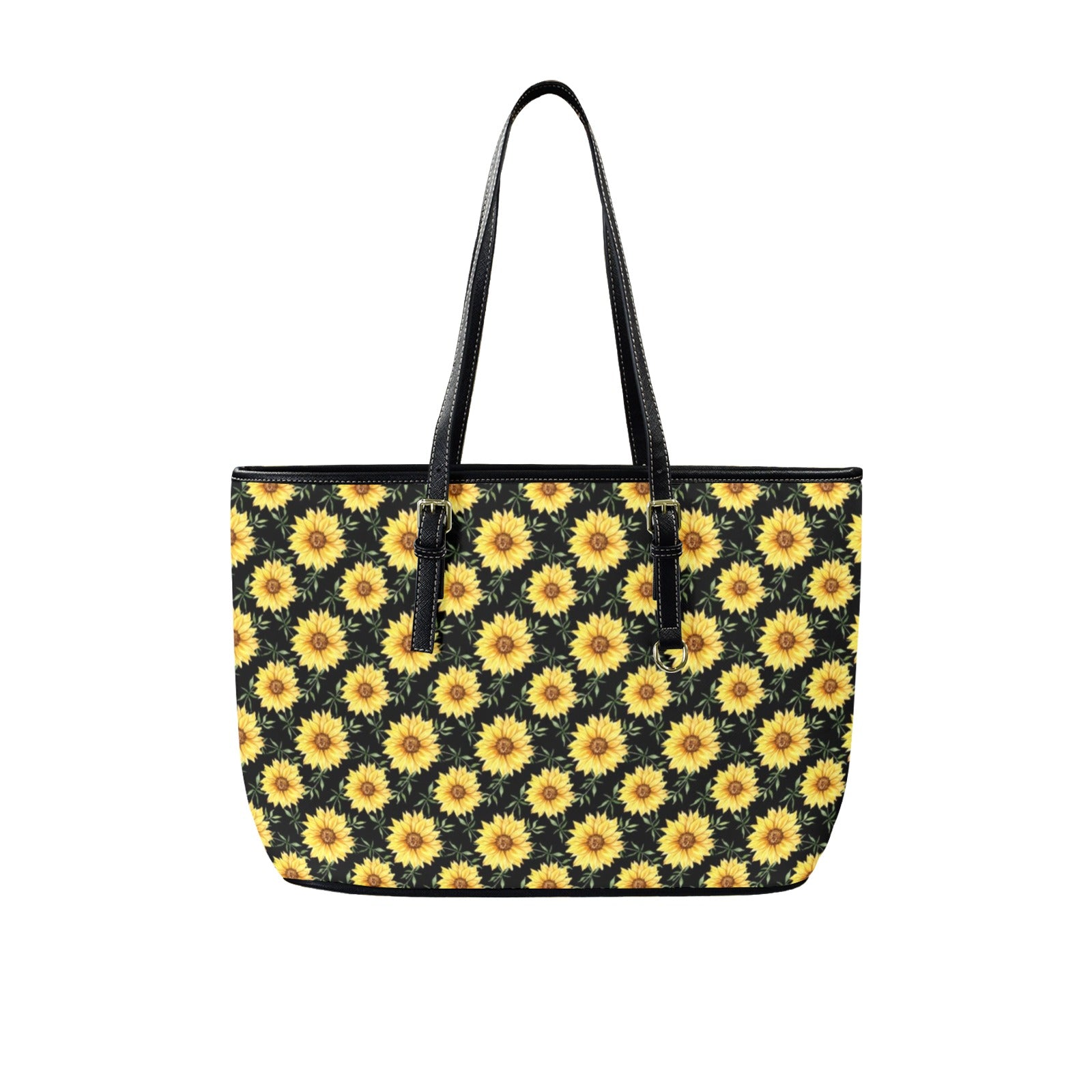 Painted Sunflower - PU Leather Tote Bag - Large
