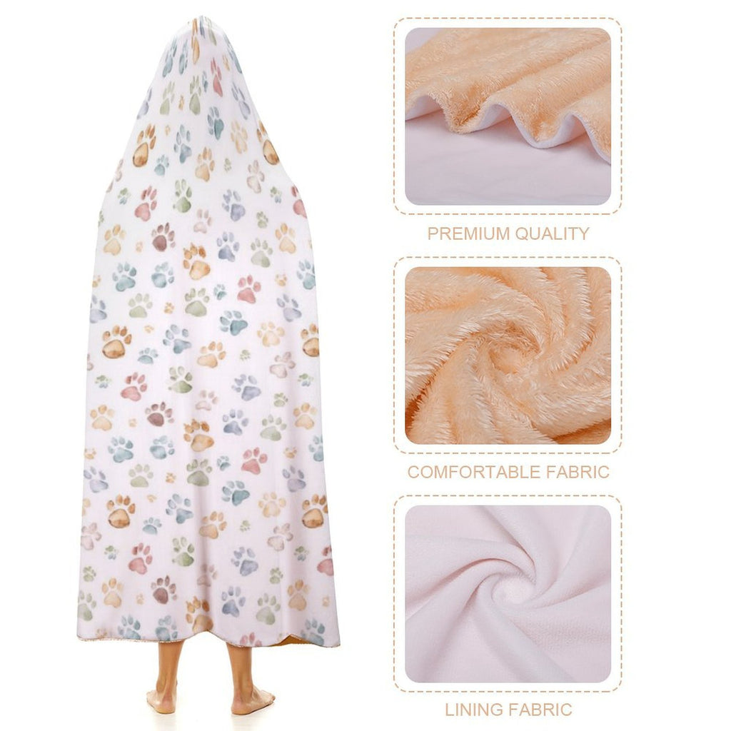 Paw Prints Kids Hooded Blanket 100cm x 130cm