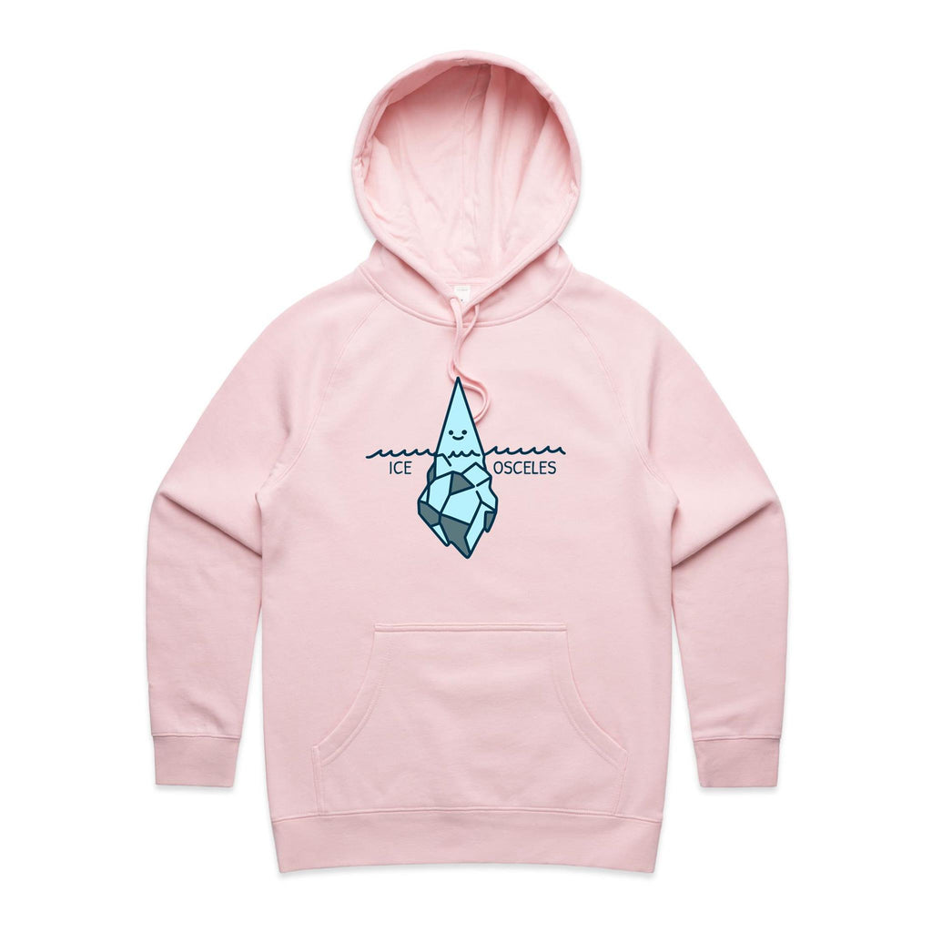 Ice-Osceles, Maths Pun - Womens Hoodie Pink Womens Hoodie Maths Printed In Australia