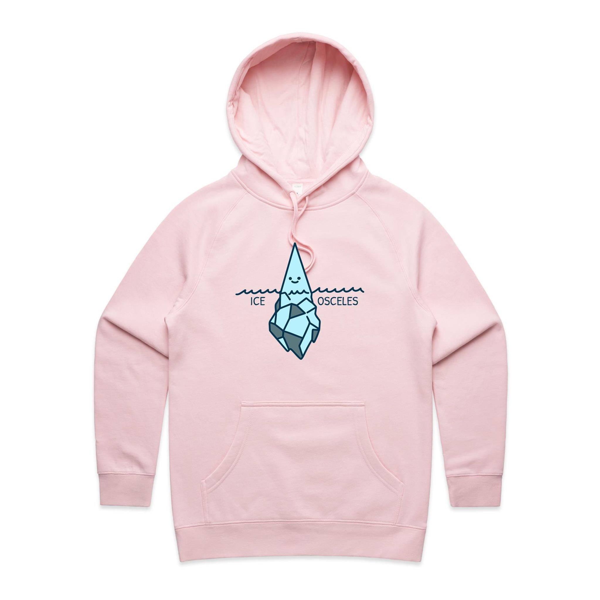 Ice-Osceles, Maths Pun - Womens Hoodie Pink Womens Hoodie Maths Printed In Australia