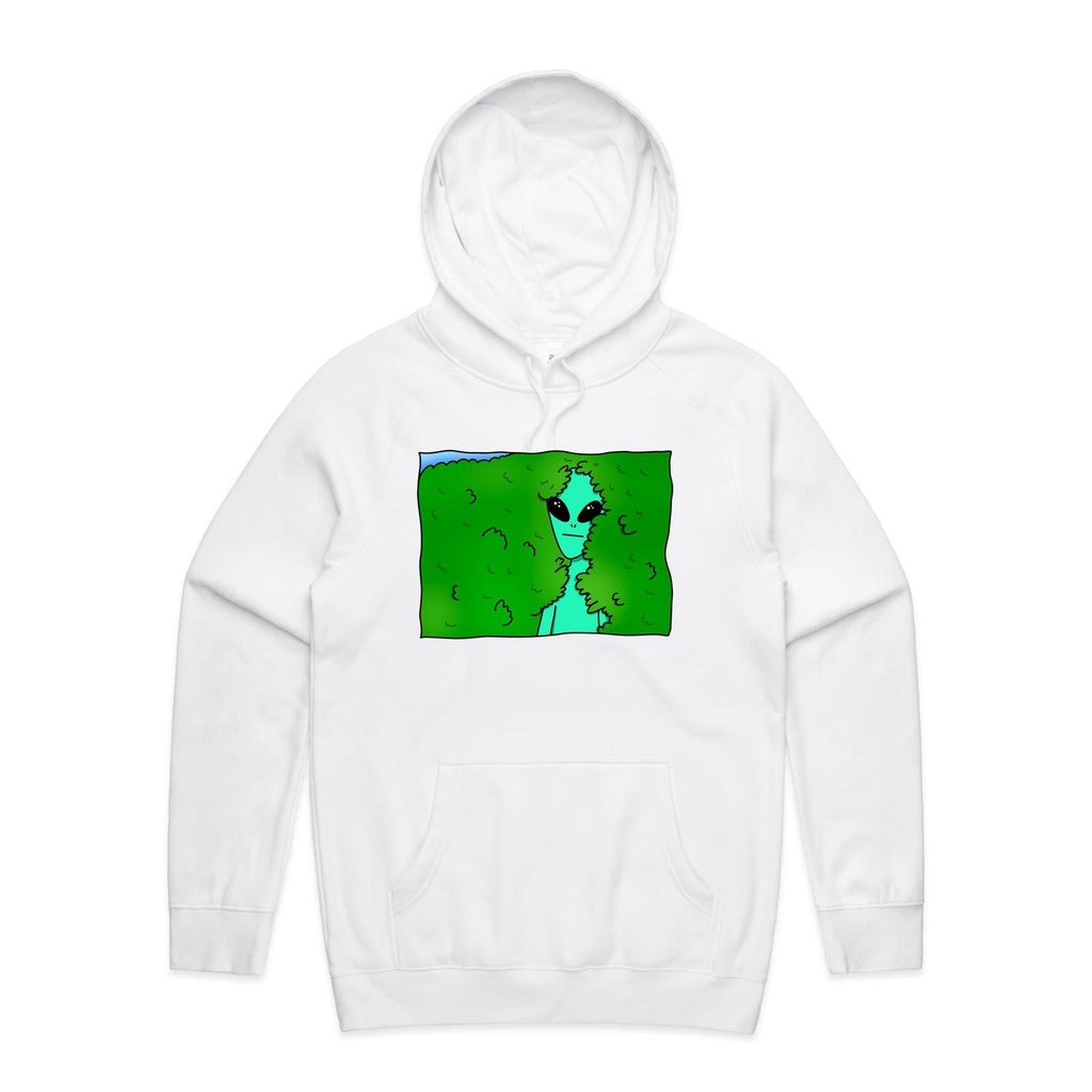 Alien Backing Into Hedge Meme - Mens Hoodie White Mens Hoodie Printed In Australia Sci Fi