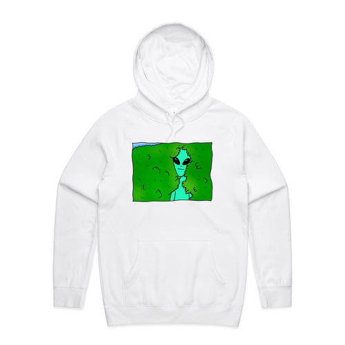 Alien Backing Into Hedge Meme - Mens Hoodie White Mens Hoodie Printed In Australia Sci Fi