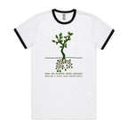 Square Roots, Maths Pun - Staple Ringer Tee White Black Ringer T-Shirt Maths Printed In Australia