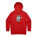 Cranky Cat, Not Before My Coffee - Womens Hoodie Red Womens 2XL Womens Hoodie animal Coffee Printed In Australia