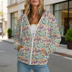 Butterfly Floral Women's Full-Zip Hoodie