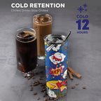 Blue Comic Book - 20oz Tall Skinny Tumbler with Lid and Straw