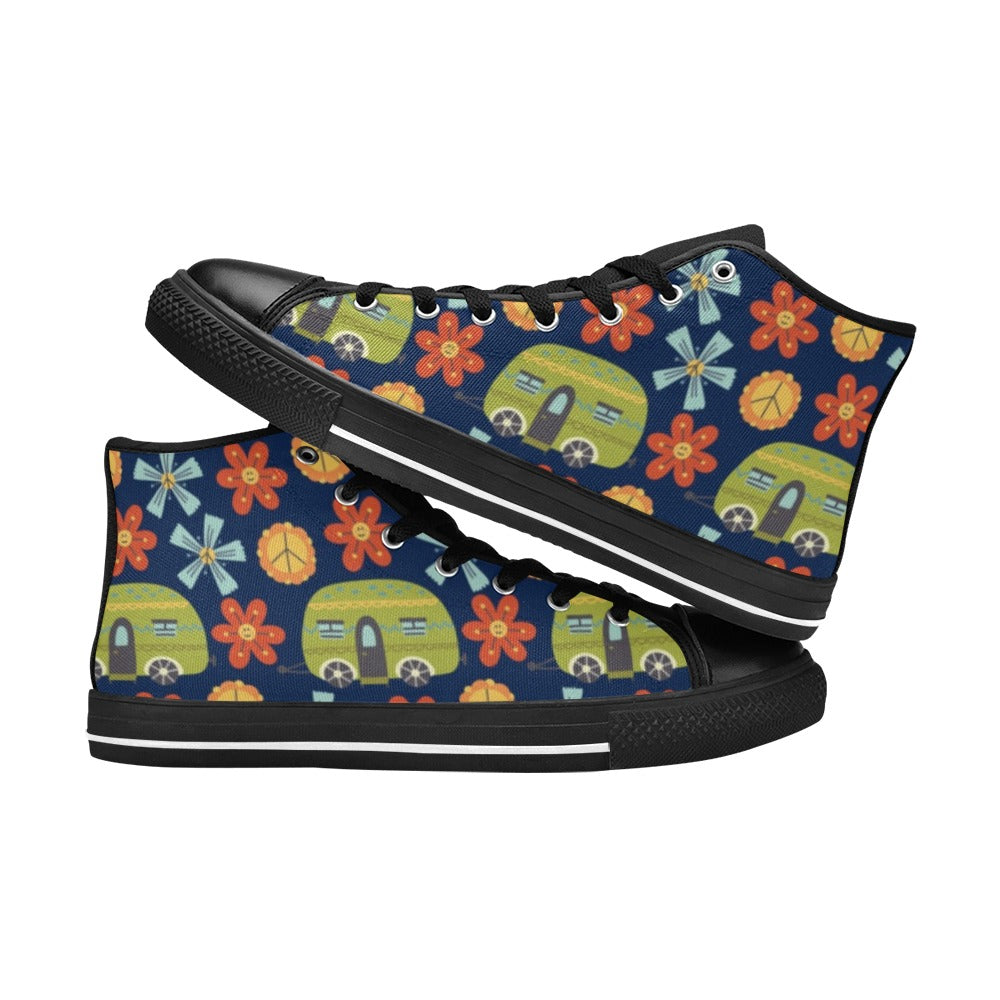 Hippie Caravan - Kids High Top Canvas Shoes