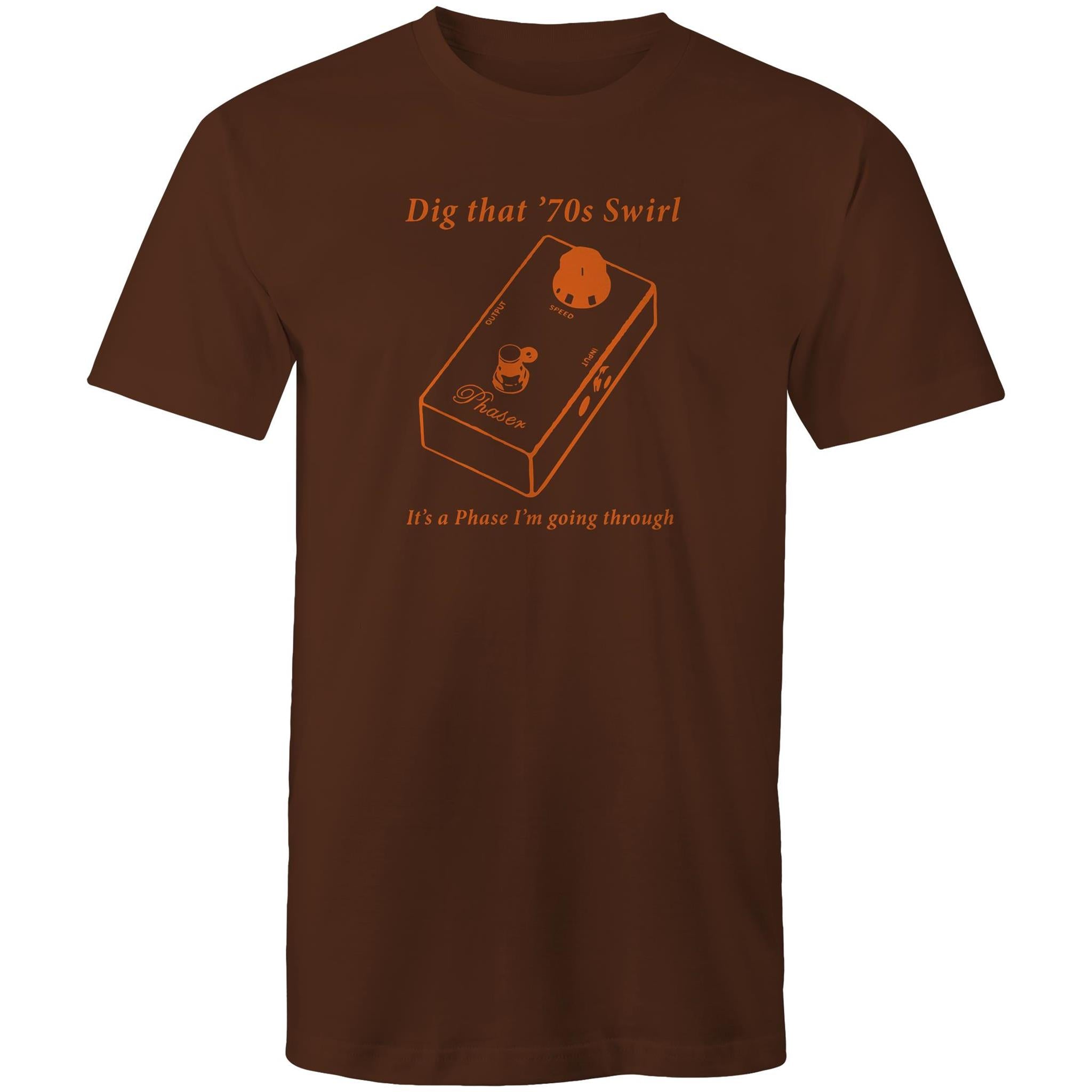Phaser, Guitar Pedal - Mens T-Shirt Dark Chocolate Mens T-shirt Music Printed In Australia