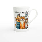 Where Is My Coffee, Cranky Cats - White 10oz Porcelain Slim Mug Porcelain Mug animal Coffee Globally Fulfilled