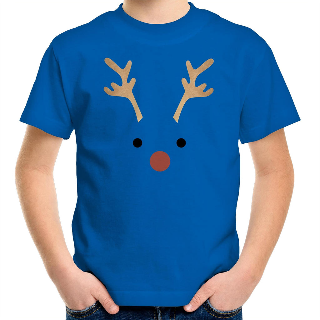 Red Nose Reindeer - Kids Youth T-Shirt Bright Royal Kids Christmas T-shirt Christmas Printed In Australia