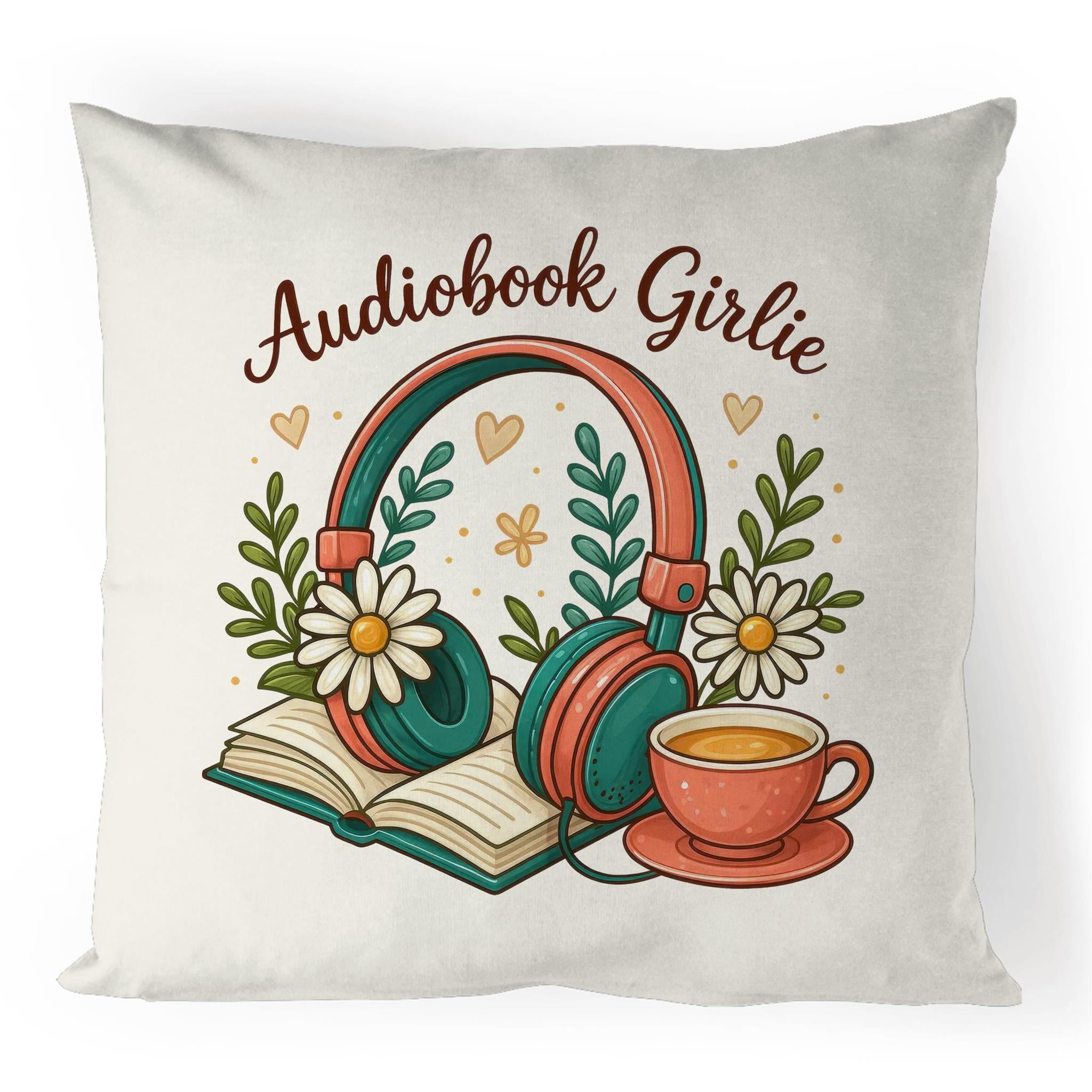 Audiobook Girlie - 100% Linen Cushion Cover Default Title Linen Cushion Covers Printed In Australia Reading
