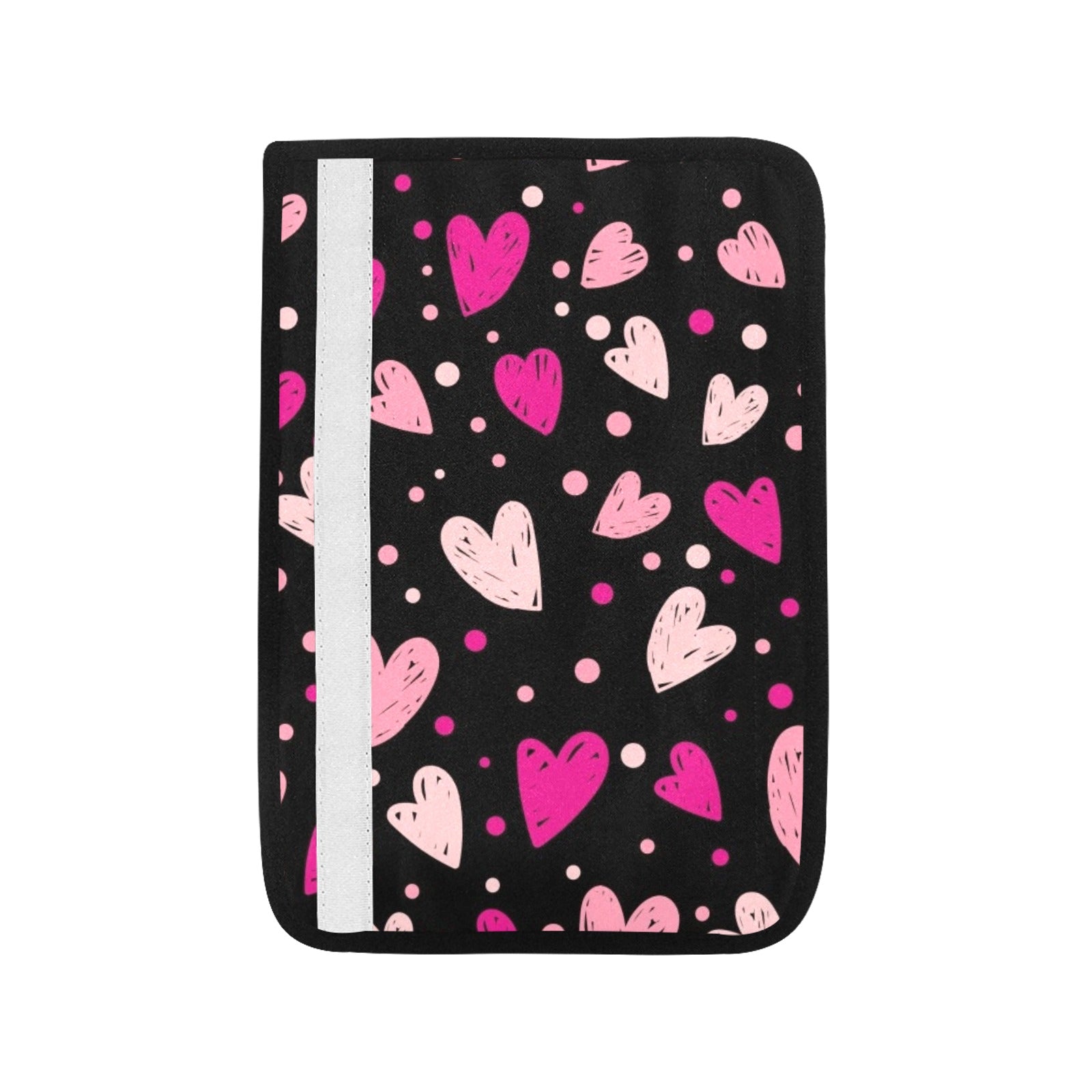 Pink Hearts - Car Seat Belt Cover 7''x10'' (Pack of 2)