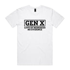 Gen X, Lots Of Memories, No Evidence Men's AS Colour T-shirt White Mens T-shirt Printed In Australia