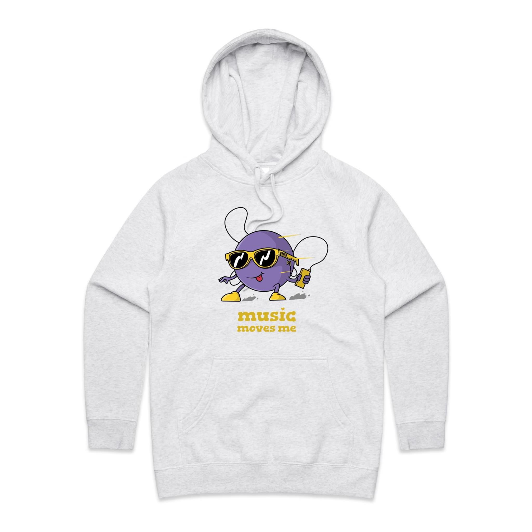 Music Moves Me - Womens Hoodie White Marle Womens Hoodie Music Printed In Australia