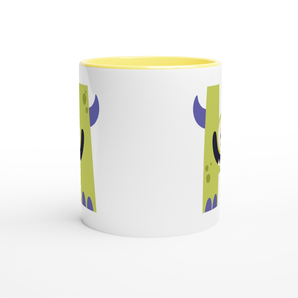 Personalised - Monster Initial - White 11oz Ceramic Mug with Color Inside Personalised 11oz Mug Customise Globally Fulfilled Name Personalise