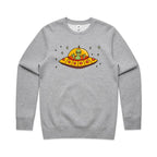 Alien Pizza - AS Colour Stencil Crew Grey Marle Sweatshirt Food Printed In Australia Sci Fi