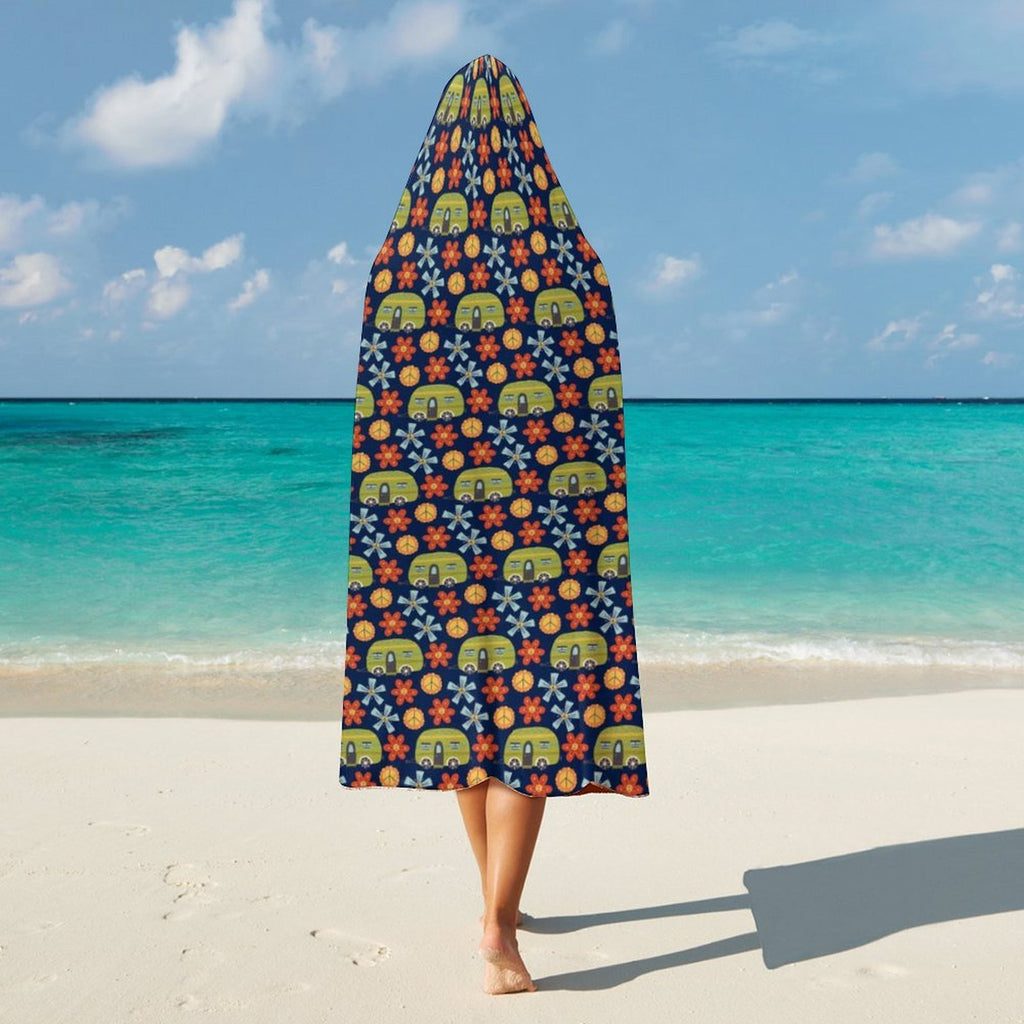 Hippie Caravan Kids Hooded Blanket 100cm x 130cm Kids Hooded Blanket Printed Offshore Retro