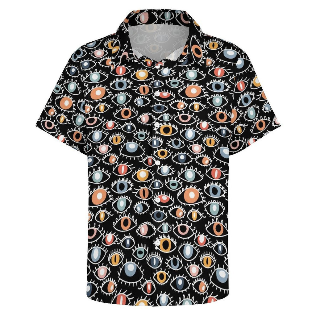 Eyes On Black - Women's Short-Sleeve Button Up Shirt