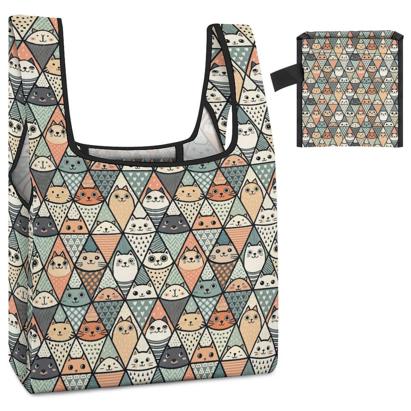 Cat Diamond Pattern - Collapsible Shopping Bag
