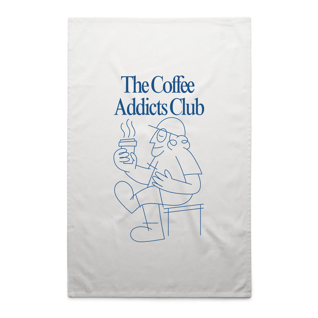 The Coffee Addicts Club - AS Colour Tea Towel White One Size Tea Towel Coffee Printed In Australia