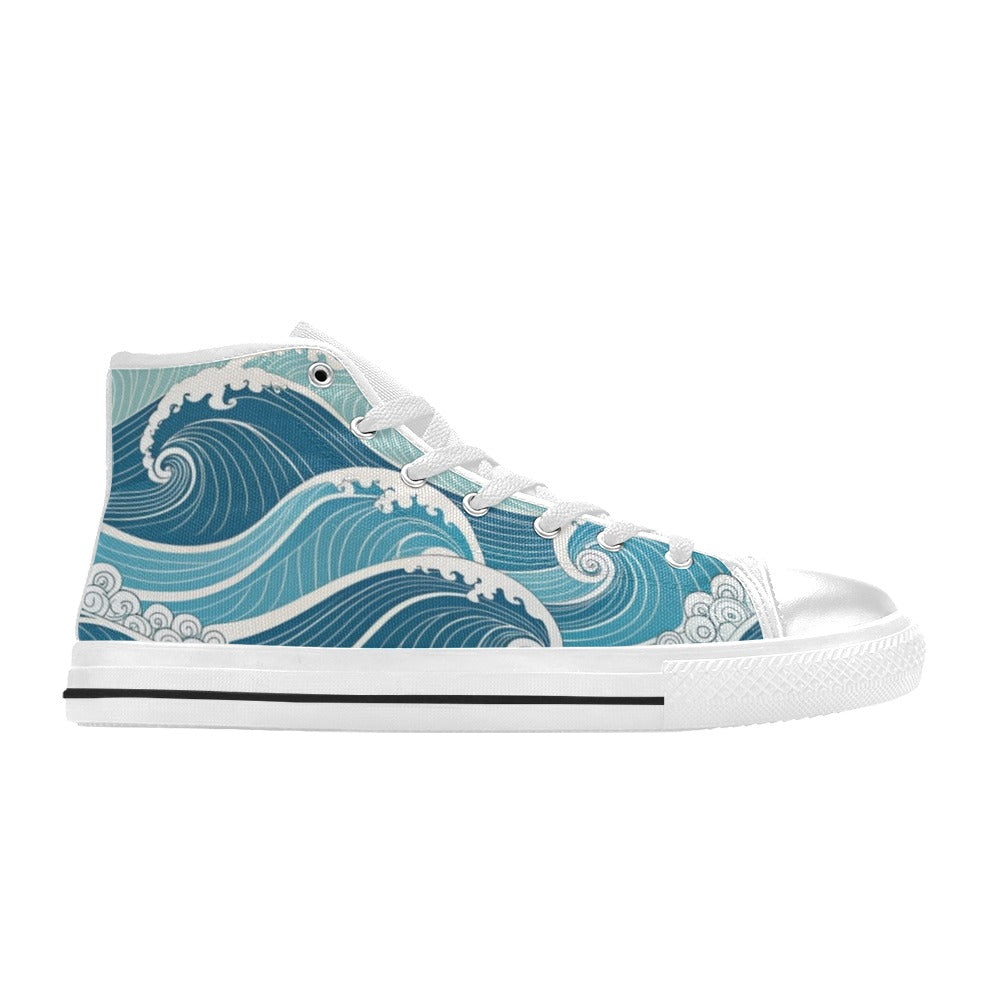 Ocean Waves - Men's High Top Canvas Shoes