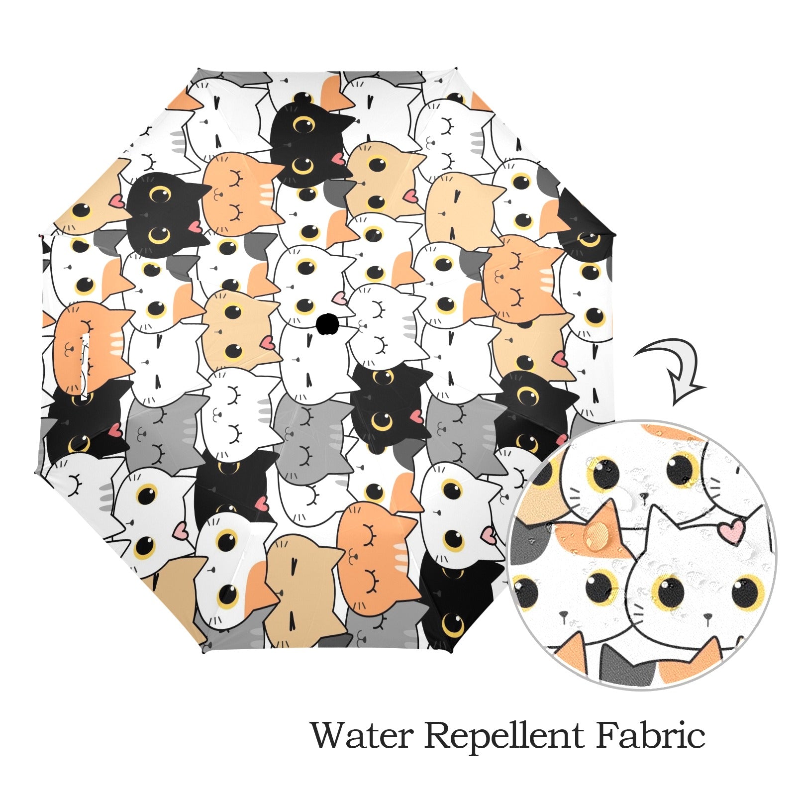 Cute Cartoon Cats - Semi-Automatic Foldable Umbrella (Model U12) Semi-Automatic Foldable Umbrella (U12)