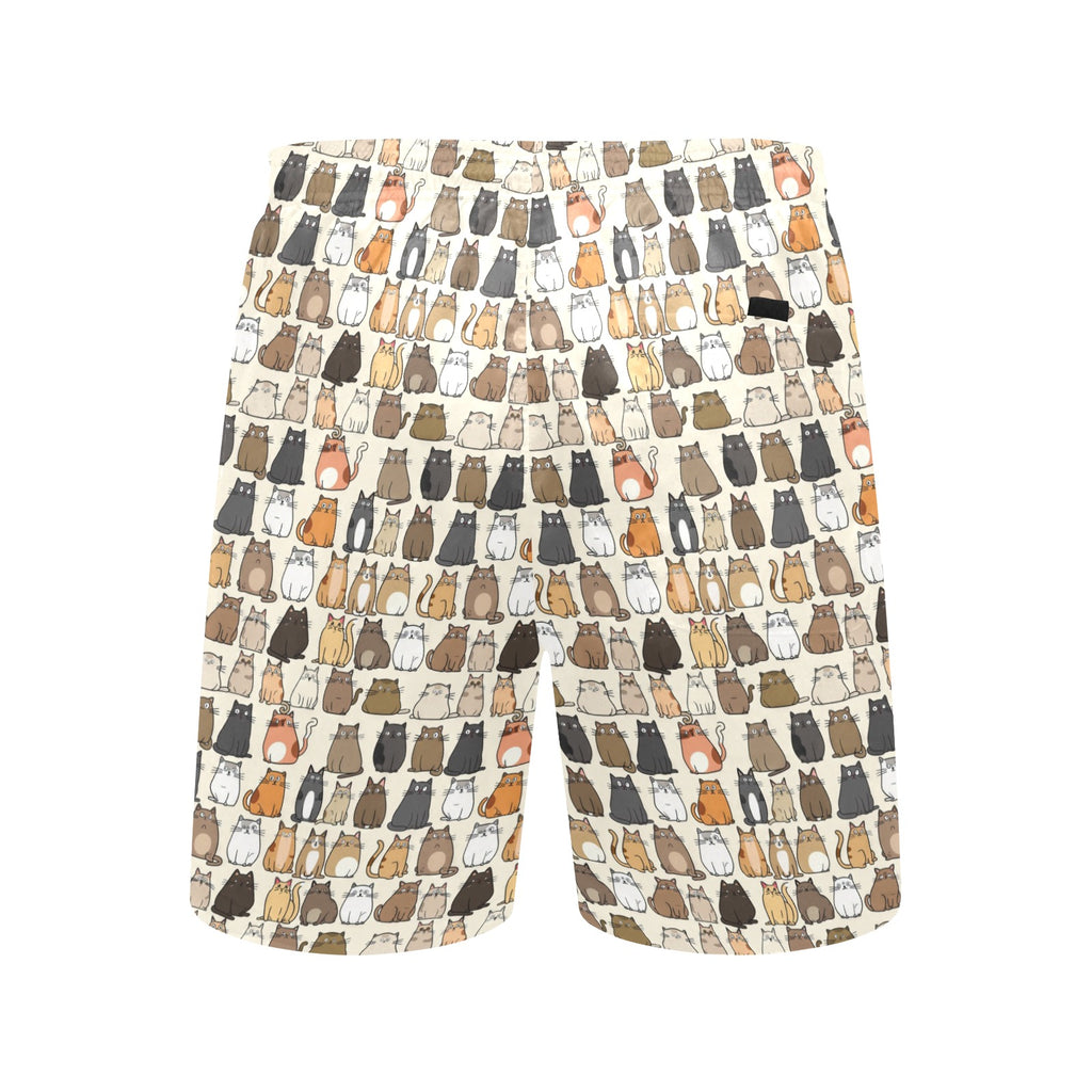 Lots Of Cats Men's Mid-Length Beach Shorts Men's Mid-Length Beach Shorts animal Printed Offshore