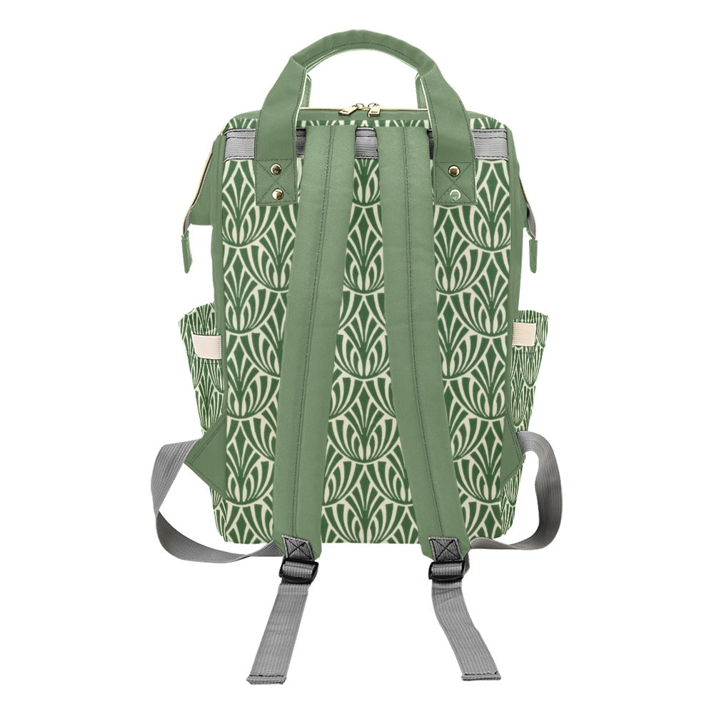 Green Pattern - Multi-Function Backpack, Nappy / Diaper Bag
