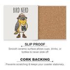 Bird Nerd 2 Ceramic Coasters Ceramic Coasters animal Birds Printed Offshore