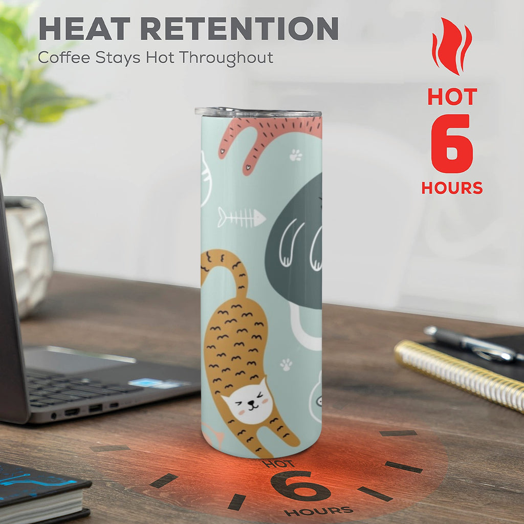 Cat Stretch - 20oz Tall Skinny Tumbler with Lid and Straw