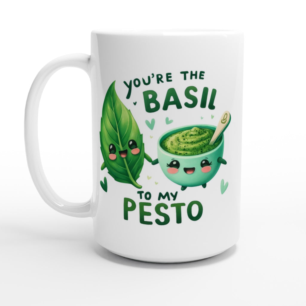 You're The Basil To My Pesto, Valentine - White 15oz Ceramic Mug Default Title 15oz Mug Food Globally Fulfilled Love