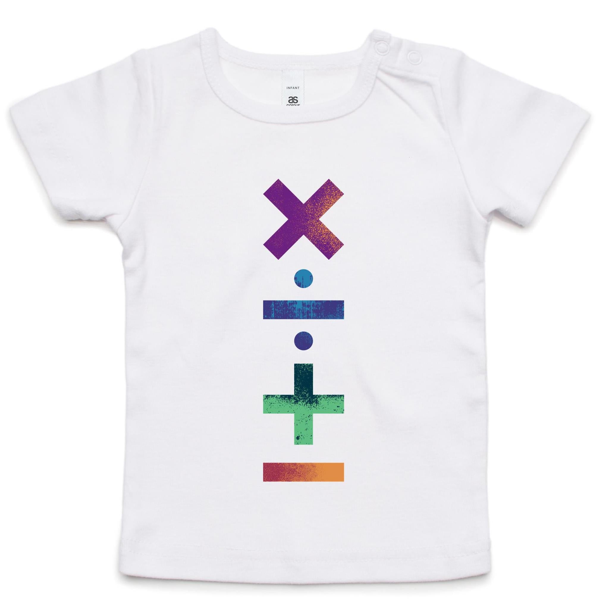 Math Symbols - Baby T-shirt White Baby T-shirt Maths Printed In Australia