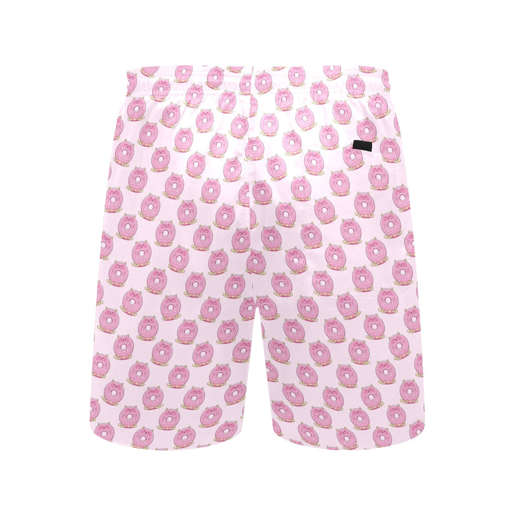Cat Doughnuts Men's Mid-Length Beach Shorts Men's Mid-Length Beach Shorts animal Food Printed Offshore