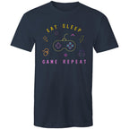 Eat, Sleep, Game, Repeat - Mens T-Shirt Navy Mens T-shirt Games Printed In Australia