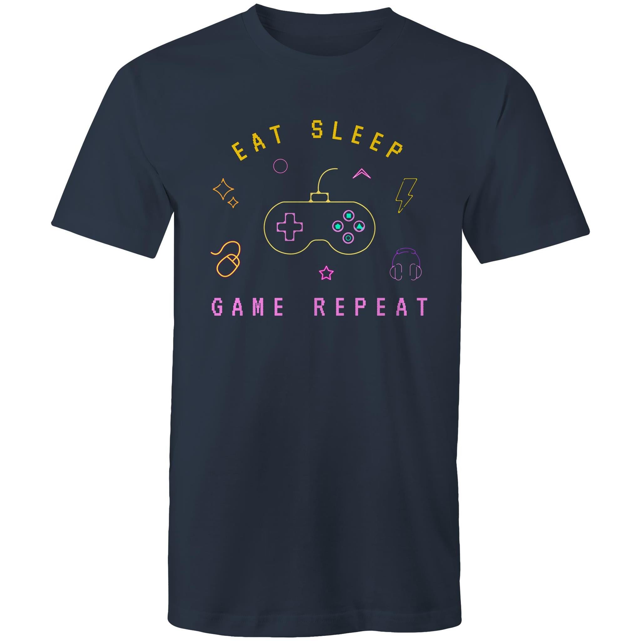 Eat, Sleep, Game, Repeat - Mens T-Shirt Navy Mens T-shirt Games Printed In Australia