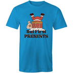 But First Presents, Santa In Chimney - Mens T-Shirt Arctic Blue