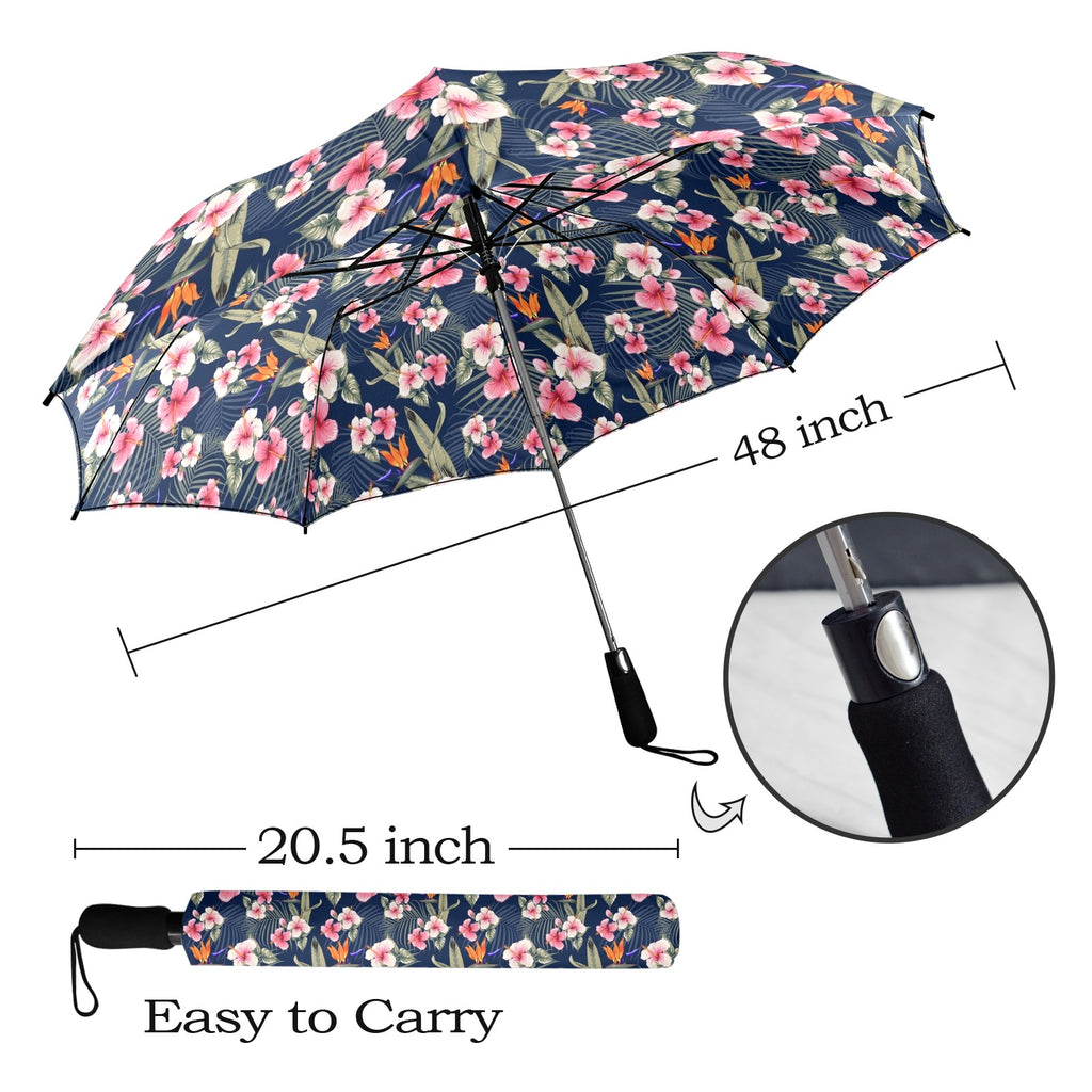 Dark Hawaiian Floral Umbrella Umbrella Plants Printed Offshore