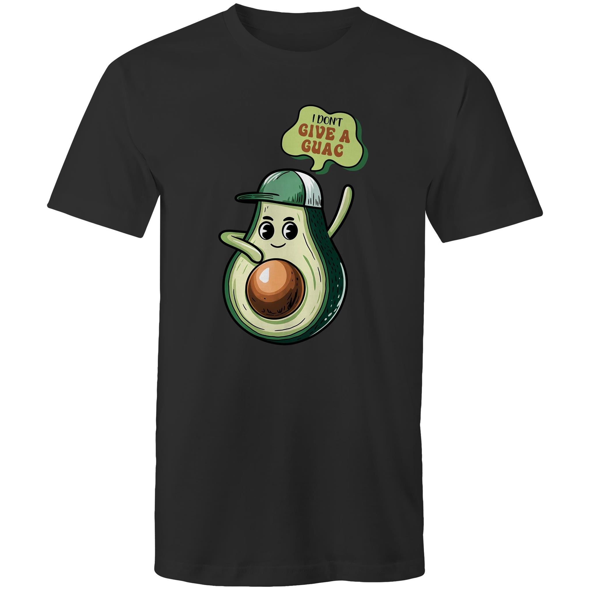 Avocado, I Don't Give A Guac - Mens T-Shirt Black Mens T-shirt Food Printed In Australia
