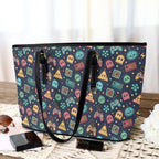 Video Game PU Leather Tote Bag Large Leather Tote Bag-Large Games Printed Offshore Retro