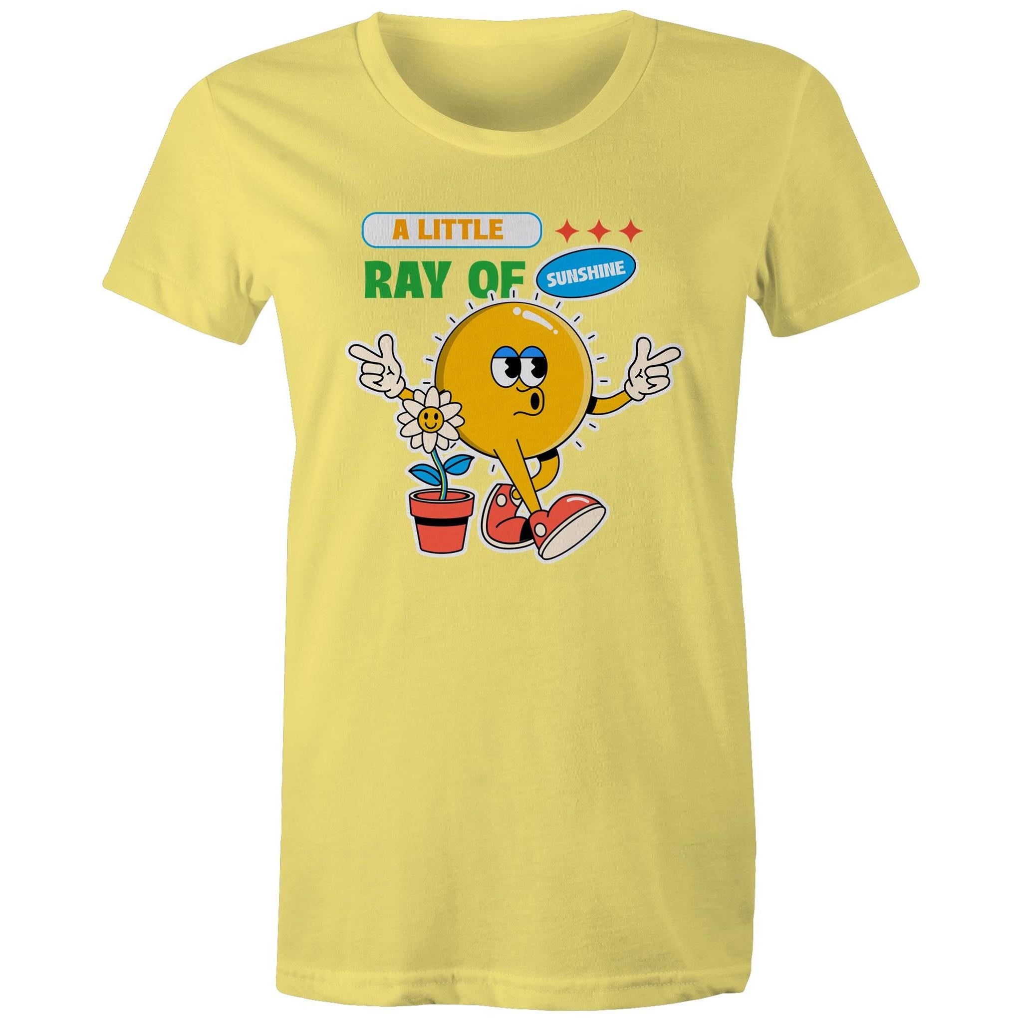 A Little Ray Of Sunshine - Womens T-shirt Yellow Womens T-shirt Positivity Printed In Australia