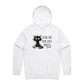 Living That Nine Lives Kind Of Tired, Frazzled Cat Men's AS Colour Hoodie White Mens Hoodie animal Coffee Printed In Australia