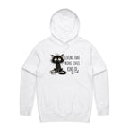 Living That Nine Lives Kind Of Tired, Frazzled Cat - Mens Hoodie White Mens Hoodie animal Coffee Printed In Australia
