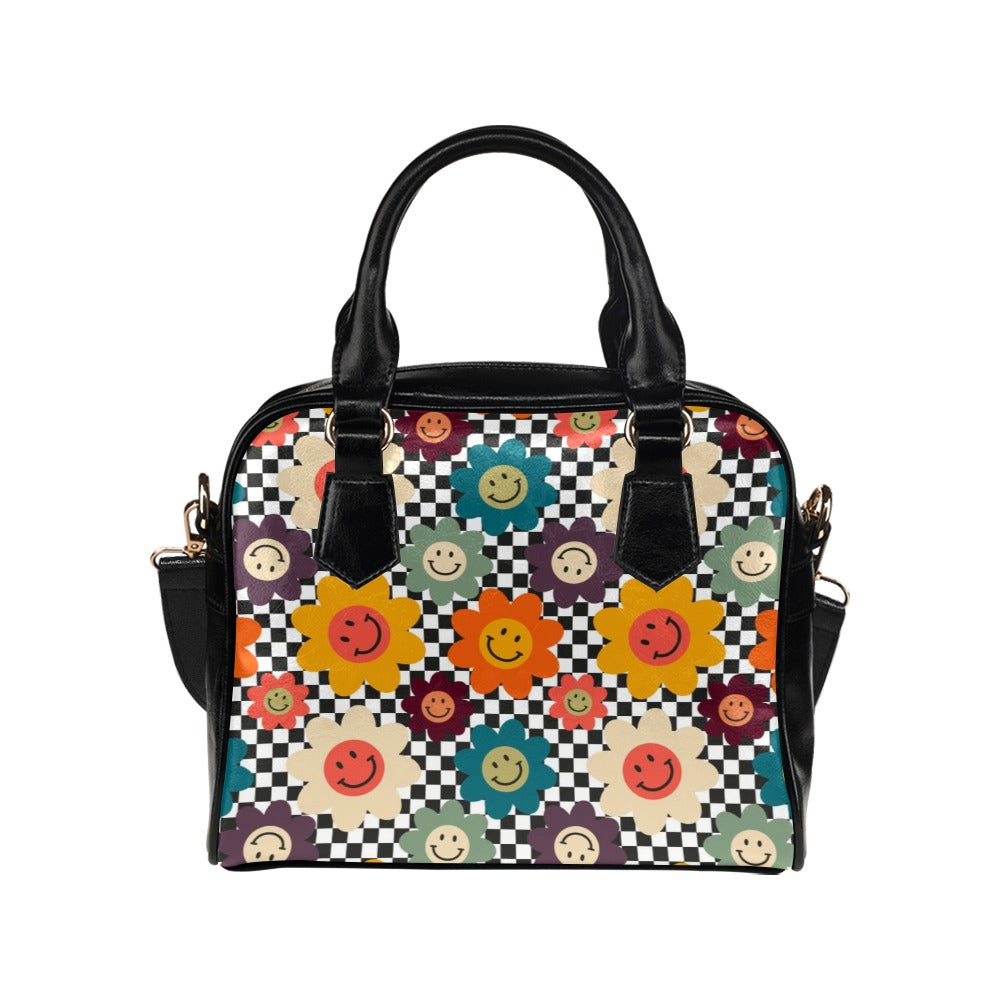 Happy Retro Flowers - Shoulder Handbag (Model 1634) One size Shoulder Handbags (1634)